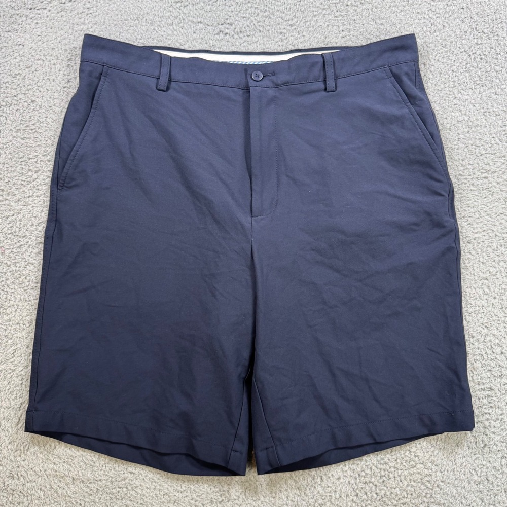 FootJoy FJ Mens Golf Shorts Navy Blue Polyester W36 Flat Front Performance‎